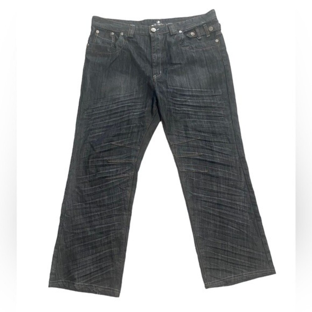Lanzzino Men’s Luxury Loose Fit Dark Denim Jeans-size 38